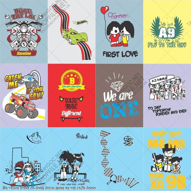file vector tranh co dong decor quan an vat caffe